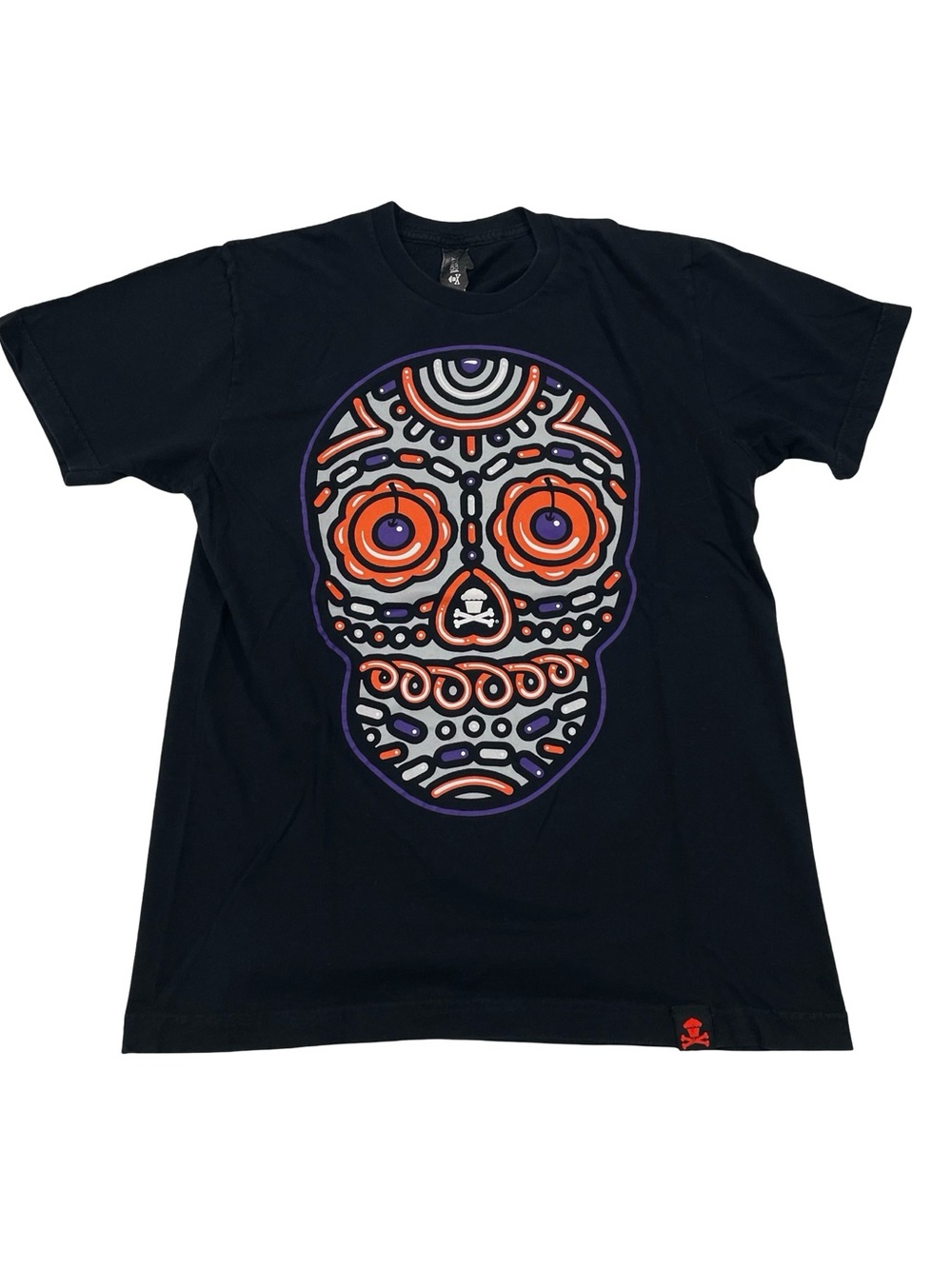 2007 Limited Edition JOHNNY CUPCAKES Dia de los Muertos  Black Tee Size M